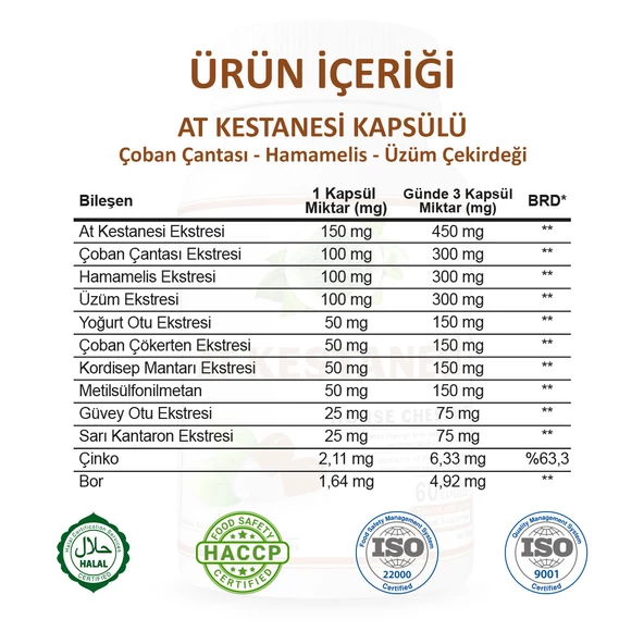 At Kestanesi Kapsül (Horse Chestnut Capsule)  60 Adet - Resim 3