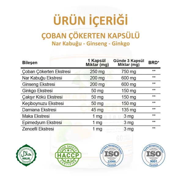 Çoban Çökerten Kapsül (TRİBULUS CAPSULE) 60 Adet - Resim 3