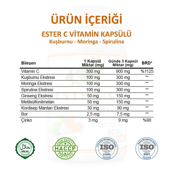 Ester C Kapsül (ESTER C VİTAMİN CAPSULE) 60 Adet - Resim 3