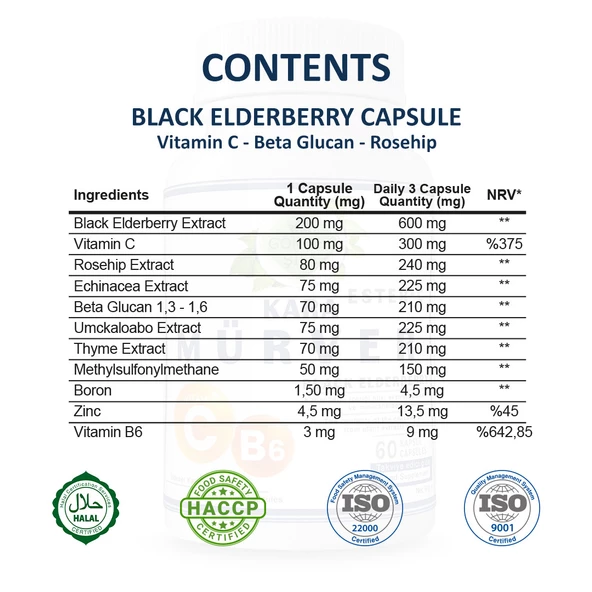 Kara Mürver Kapsül (Black Elderberry Capsule)  60 Adet - Resim 2