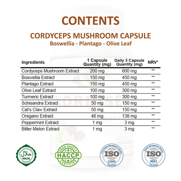 Kordisep Kapsül (CORDYCEPS CAPSULE) 60 Adet - Resim 2