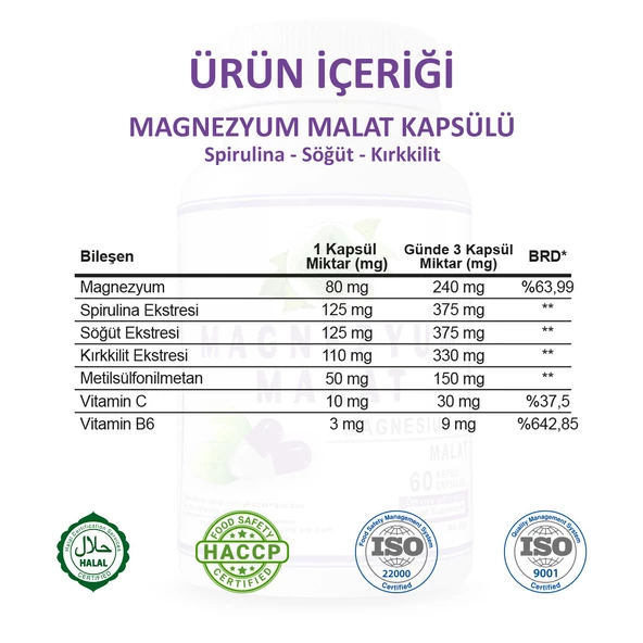 Magnezyum Malat Kapsül (Magnesium Malate Capsule) 60 Adet - Resim 3