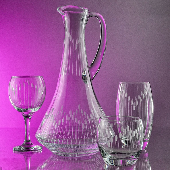 Decocia Pudgy 37 Parça 12 Kişilik  Bardak Çeyiz Seti Dik Karaflı Vega Desenli - Resim 2