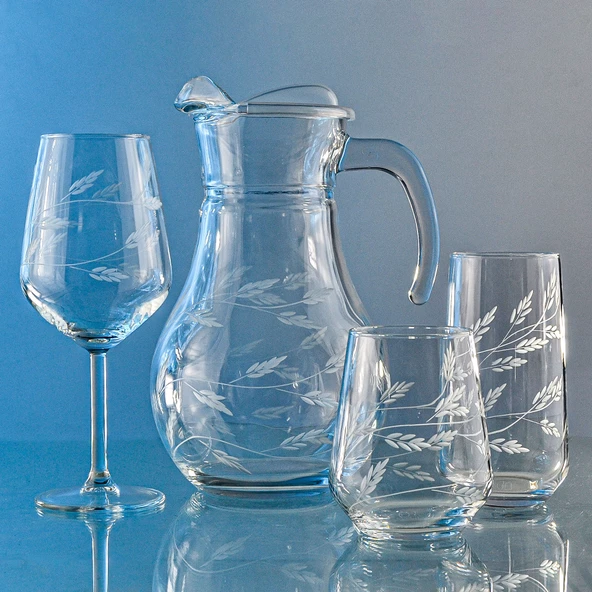 Decocia Kazaan 37 Parça  12 Kişilik Bardak Çeyiz Seti Sürgün Desenli - Resim 3