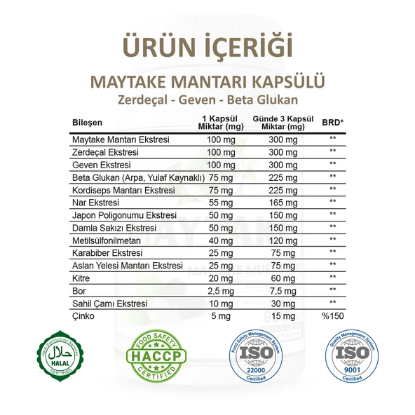 Maytake Kapsül (Maitake Capsule) 60 Adet - 3