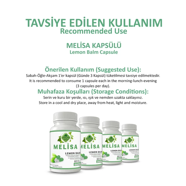 Melisa Kapsül (LEMON BALM CAPSULE) 60 Adet - 4