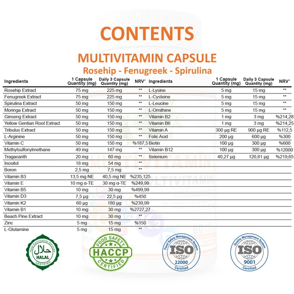 Multivitamin Kapsül (Multivitamin Capsule) 60 Adet - Resim 2