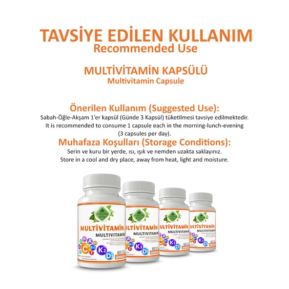Multivitamin Kapsül (Multivitamin Capsule) 60 Adet - Resim 4