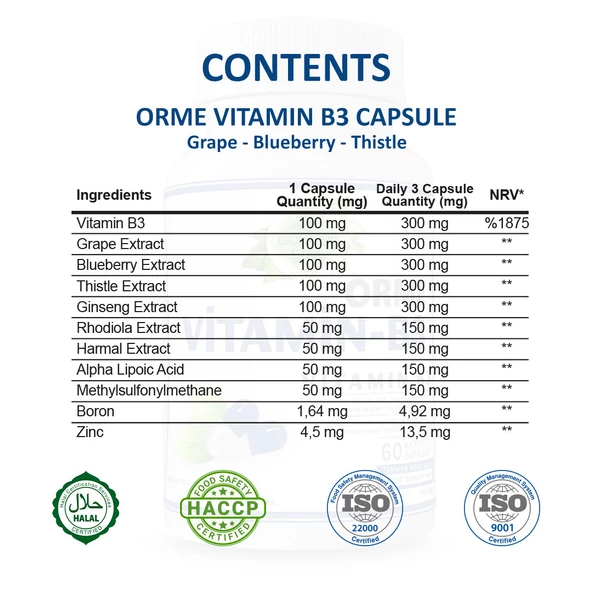 Orme Vitamin B3 Kapsül (VİTAMİN B3 CAPSULE) 60 Adet - 2