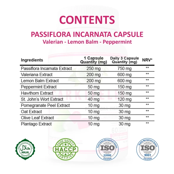 Çarkıfelek Kapsül (PASSİFLORA INCARNATA CAPSULE) 60 Adet - Resim 2