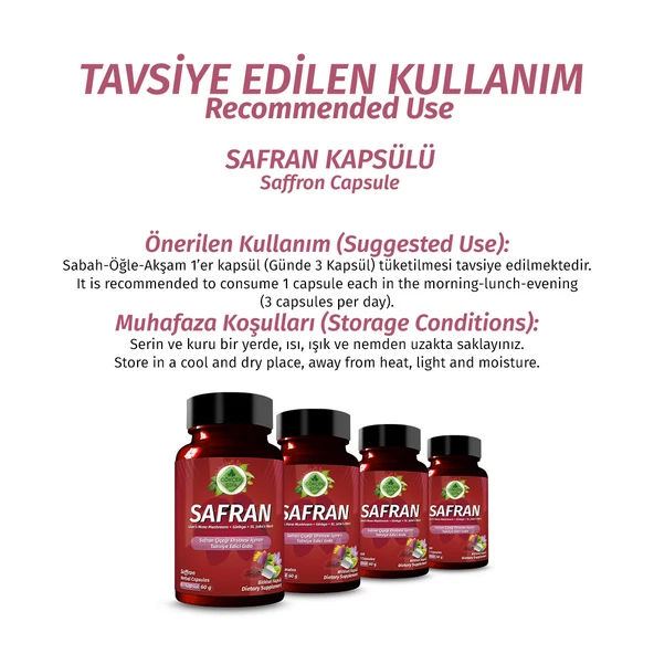 Safran Kapsül (Saffron Capsule) 60 Adet - 4