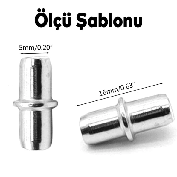 Raf Pimi Cam Ahşap Metal Raf Tutucu Çivisi Mobilya Dolap Pimi Metal (50 ADET) - 3