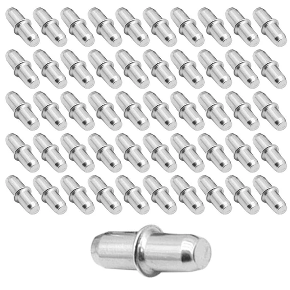 Raf Pimi Cam Ahşap Metal Raf Tutucu Çivisi Mobilya Dolap Pimi Metal (50 ADET) - 4
