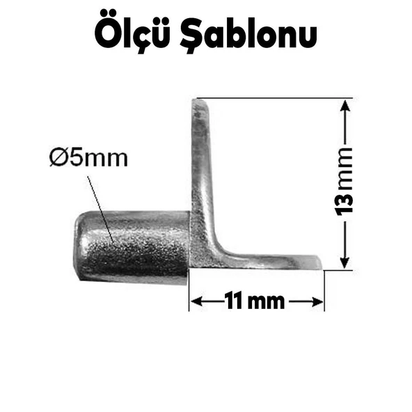 Raf Pimi Düz Nikel Cam Ahşap Metal Raf Tutucu Çivisi Mobilya Dolap Pimi Metal (50 ADET) - 2