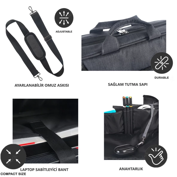 Vegmann Norma 17.3 inç Dizüstü Bilgisayar Uyumlu Evrak ve Laptop Çantası - 5