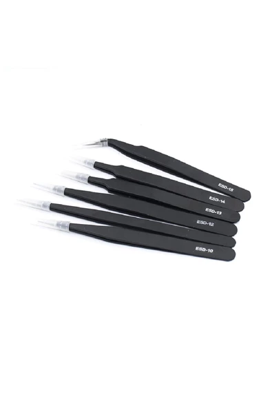 Hassas Elektronik Cımbız Seti 6 Çeşit Antistatik Çelik Tweezer Set - 3