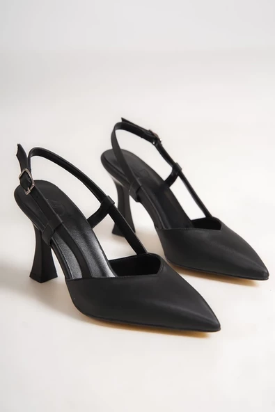 Paris Siyah Arkası Açık Stiletto Yazlık Topuklu Ayakkabı - 4