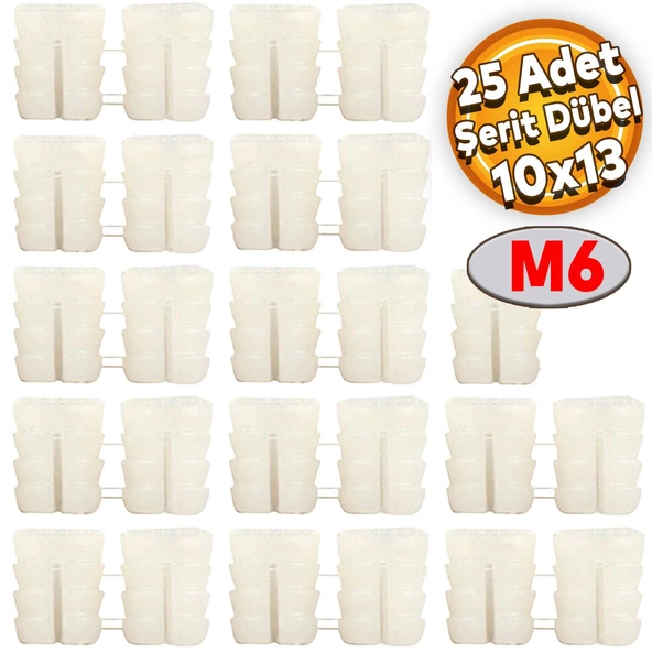 Şerit Dübel 10x13 Plastik M6 (25 ADET)