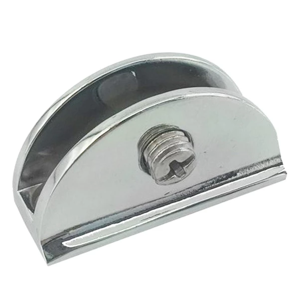 Cam Tutucu Ahşap Raf Tutucu Oval Cam Etejeri Metal U Tipi Metal Vidalı Krom (4 ADET) - 4