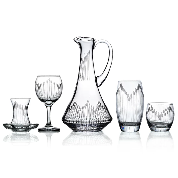 Decocia Pudgy 31 Parça 6 Kişilik  Bardak Çeyiz Seti Dik Karaflı Vega Desenli ürün görseli