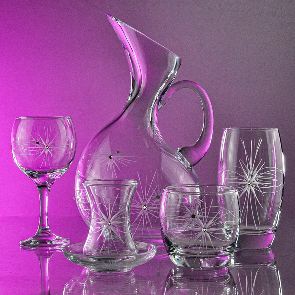 Decocia Pudgy 31 Parça Bardak Çeyiz Seti Ördek Karaflı Mira Desenli - Resim 2