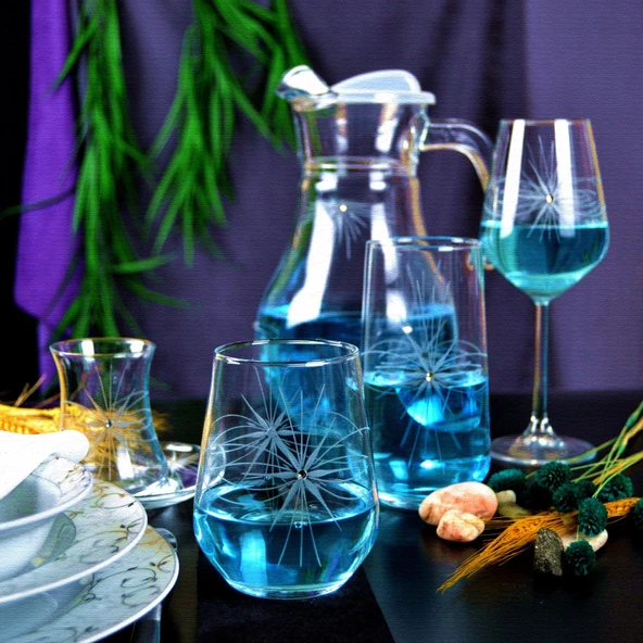 Decocia Kazaan 31 Parça  6 Kişilik Kesme Bardak Çeyiz Seti Mira Desenli - Resim 2