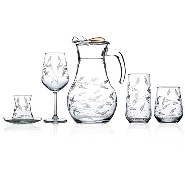 Decocia Kazaan 31 Parça 6 Kişilik  Kesme Bardak Çeyiz Seti Sürgün Desenli ürün görseli