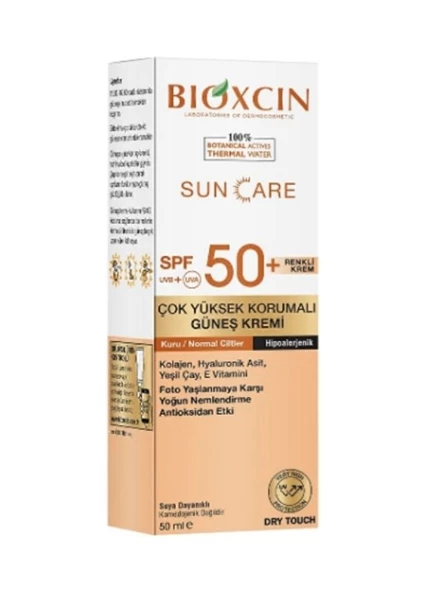 Bioxcin Sun Care SPF50+Kuru Normal Ciltler İçin Renkli Güneş Kremi 50 ml