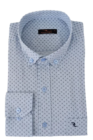 Erkek Klasik Uzun Kol Puantiyeli Gömlek BGL-ST02764 - Resim 5