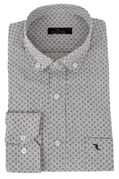 Erkek Klasik Uzun Kol Puantiyeli Gömlek BGL-ST02764 - Resim 3