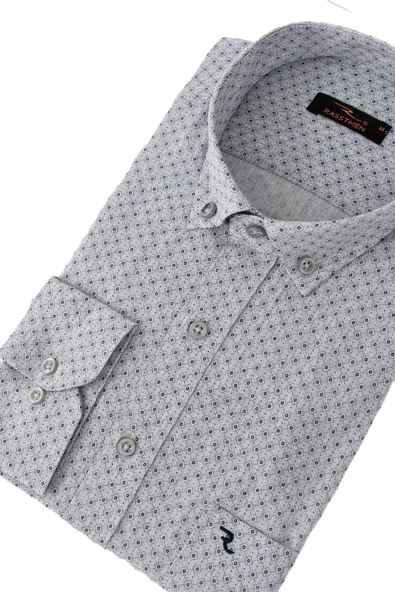Erkek Klasik Uzun Kol Puantiyeli Gömlek BGL-ST02764 - Resim 11