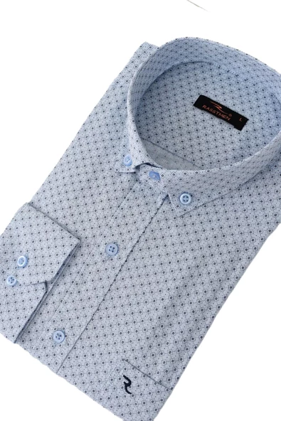 Erkek Klasik Uzun Kol Puantiyeli Gömlek BGL-ST02764 - Resim 8
