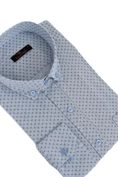 Erkek Klasik Uzun Kol Puantiyeli Gömlek BGL-ST02764 - Resim 12