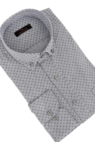 Erkek Klasik Uzun Kol Puantiyeli Gömlek BGL-ST02764 - Resim 7
