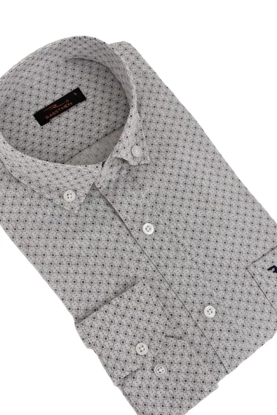 Erkek Klasik Uzun Kol Puantiyeli Gömlek BGL-ST02764 - Resim 6