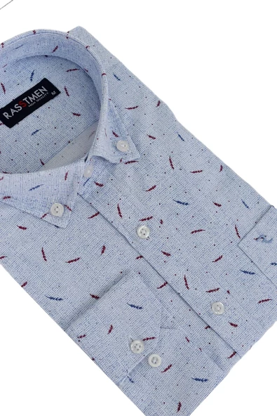 Erkek Klasik Puantiyeli Uzun Kol Gömlek BGL-ST02765 - Resim 4