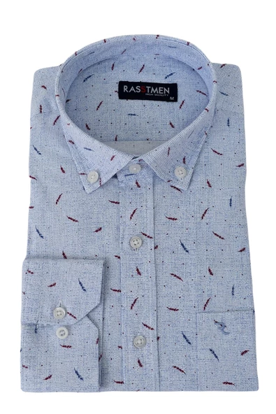 Erkek Klasik Puantiyeli Uzun Kol Gömlek BGL-ST02765 - Resim 3