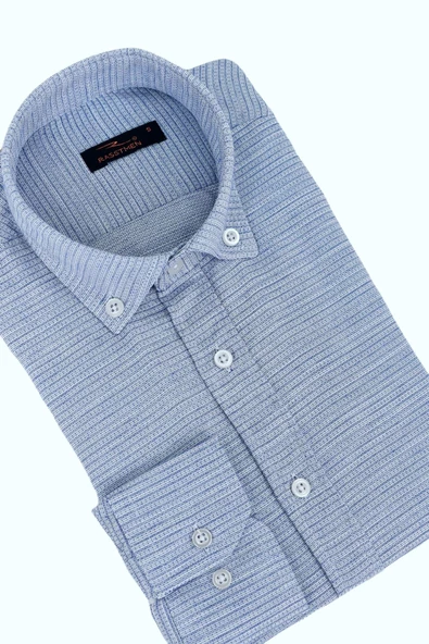 Erkek Silim Fit Petek Dokulu Gömlek BGL-ST02768 - Resim 7