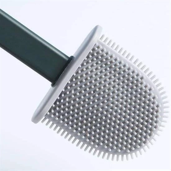 BUFFER® Duvara Monte Edilebilir Kapaklı Askılı Klozet Yumuşak Silikon Başlıklı Tuvalet Fırçası Seti - Resim 7