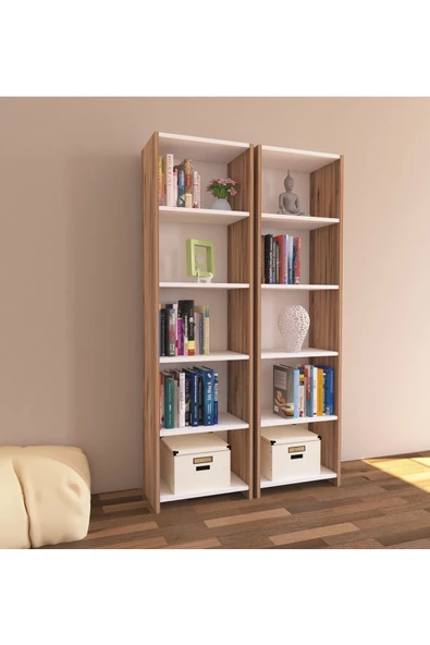 Nur Mobilya Zeyna 2'li Kitaplık Seti Atlantikçam Beyaz - 2