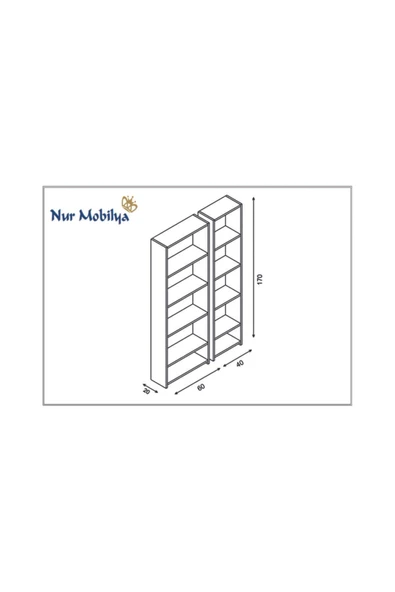 Nur Mobilya 2'li Arkalıklı Kitaplık - 2