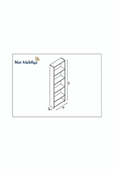 Nur Mobilya Maya 5 Raflı Kitaplık Beyaz-atlantik Çam - 2
