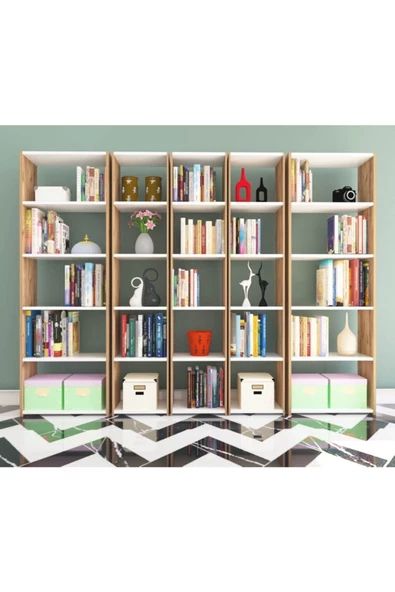 Nur Mobilya Kitaplık Atlantik Çam 5'li - 2