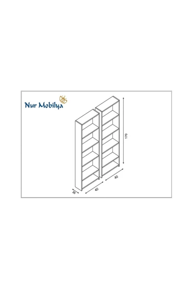 Nur Mobilya Zeyna 2'li Kitaplık Seti Atlantikçam Beyaz - 3