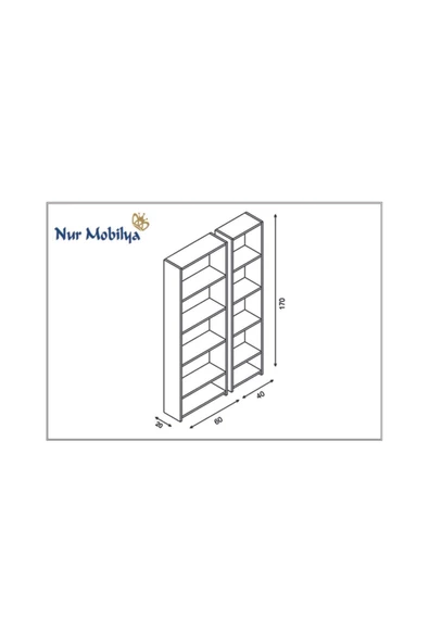 Nur Mobilya 2'li Arkalıklı Kitaplık - 2