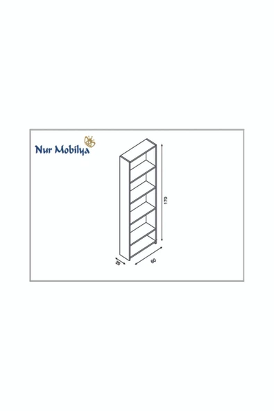 Nur Mobilya Melisa 5 Raflı Kitaplık Beyaz - 3