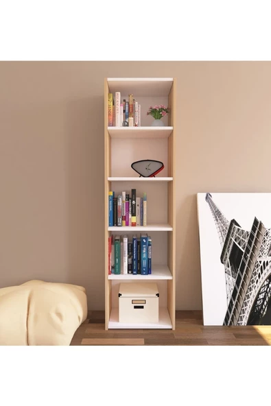 Nur Mobilya Maya Arkalıklı Kitaplık Meşe
