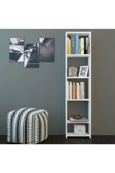 Nur Mobilya Tarçın Kitaplık Beyaz (ARKALIKSIZ MODEL)
