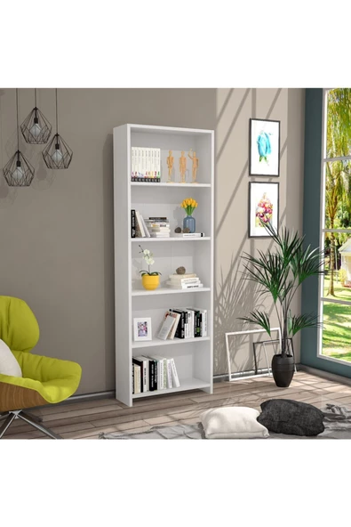 Nur Mobilya Melisa 5 Raflı Kitaplık Beyaz - 2