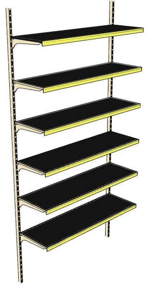 6 Katlı Market Rafı - Duvara Monte, Ekonomik Market Rafı  Turuncu 30x95 cm - 4